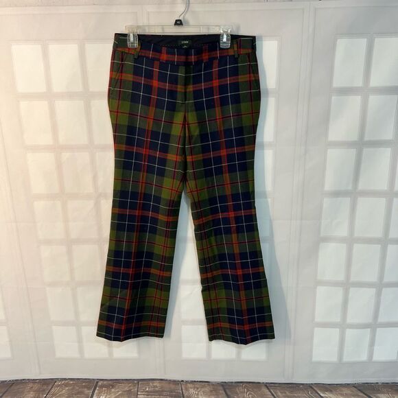 J Crew Plaid Wool Flat Front Fully Lined Low Fit Trousers Pants Size 6 - Picture 1 of 8